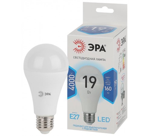 Лампа светодиодная LED 19Вт Е27 4000К A65-19W-840-E27  Б0031703  ЭРА