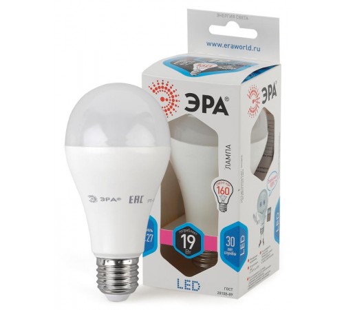 Лампа светодиодная LED 19Вт Е27 4000К A65-19W-840-E27  Б0031703  ЭРА