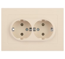 Розетка Intro Accent 6-205-02 2X2P+E Schuko, 16А-250В, IP20, СУ, AL/CU, слоновая кость  Б0063489  Intro