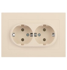 Розетка Intro Accent 6-205-02 2X2P+E Schuko, 16А-250В, IP20, СУ, AL/CU, слоновая кость  Б0063489  Intro