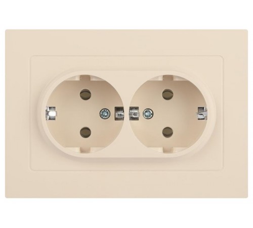 Розетка Intro Accent 6-205-02 2X2P+E Schuko, 16А-250В, IP20, СУ, AL/CU, слоновая кость  Б0063489  Intro