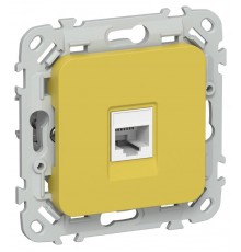 FLITE Розетка компьютерная RJ45 кат.6 UTP РК6-1-0-ФлЖК желтый карри  FI-K12-2-K44  IEK