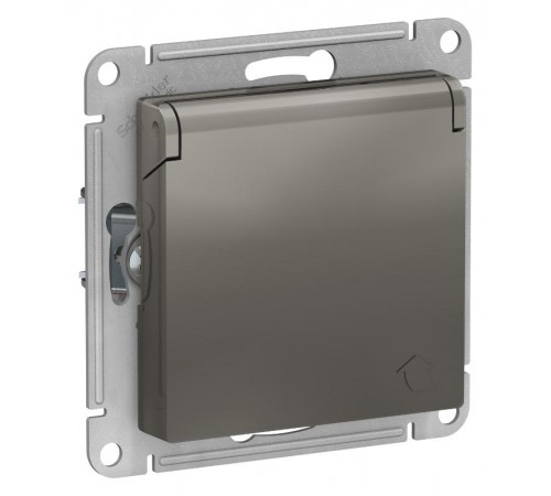 AtlasDesign Сталь Розетка с заземлением, со шторками, с крышкой, 16А, механизм  ATN000946  SE
