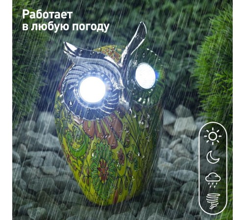 Cветильник садовый декоративный Филин на солнечной батарее ERAFYS01-01 полистоун, 16 см  Б0038494  ЭРА