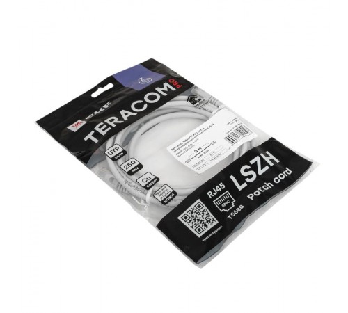Патч-корд TERACOM PRO Cat.6 неэкранированный UTP оболочка LSZH серый (3,0м)  TRP-6UTP-LSH-3M-GY  EKF