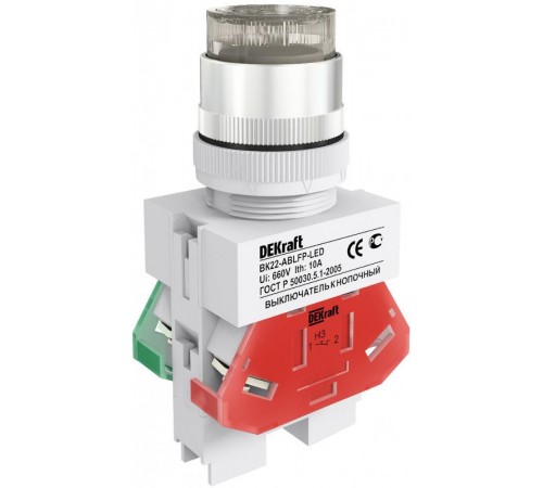 Выкл. кноп. ABLFP 22 мм LED бел. 24В AC/DC ВK-22   25068DEK  DEKraft