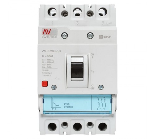 Выключатель автоматический AV POWER-1/3 125А 80kA TR AVERES  mccb-13-125H-TR-av  EKF