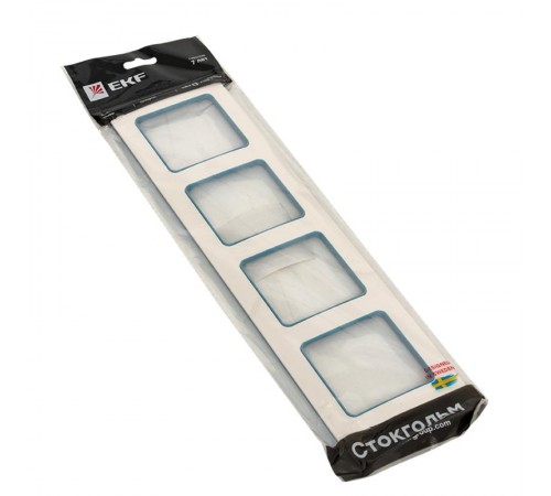 Стокгольм Рамка 4-местная белая с линией цвета синий EKF PROxima  EAM-G-305-30  EKF