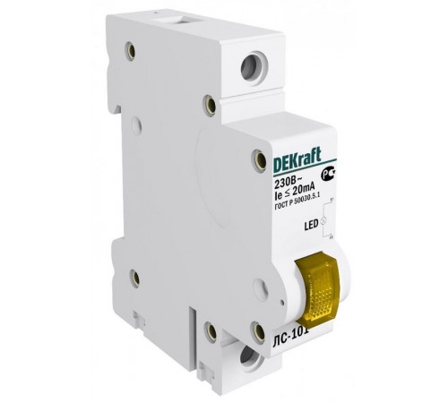 Лампа сигнальная на DIN-рейку 1P цвет желтый LED  18008DEK  DEKraft