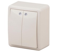 Выключатель 2-клавишный с подсветкой 11-1205-02 , 10АХ-250В, ОУ, Эксперт, Слоновая кость Б0020667  ЭРА