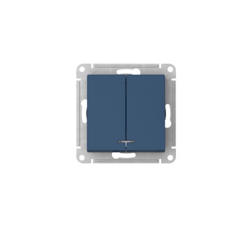 AtlasDesign Аквамарин Выключатель 2-клавишный с подсветкой,сх.5а, 10АХ,механизм, быстрозажимные клеммы  ATN001153S  SE