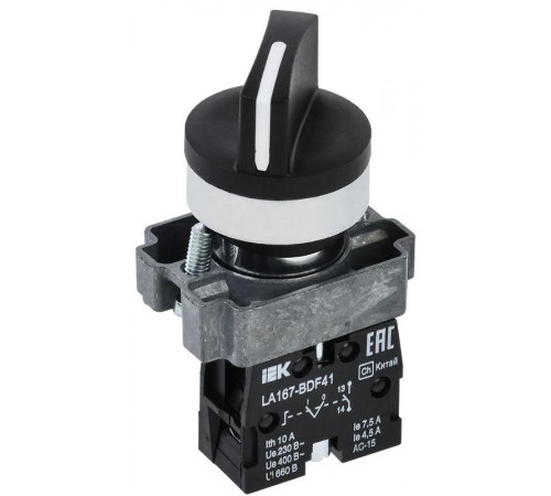 Переключатель LA167-BDF41 2 полож. 1з черный  BSW20-BDF41-1-24-67-2-K02  IEK