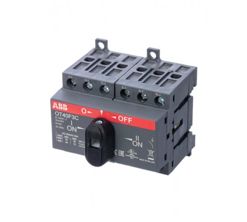 Реверсивный рубильник OT40F3С до 40А 3-полюсный (с резерв. ручкой)  1SCA104913R1001  ABB