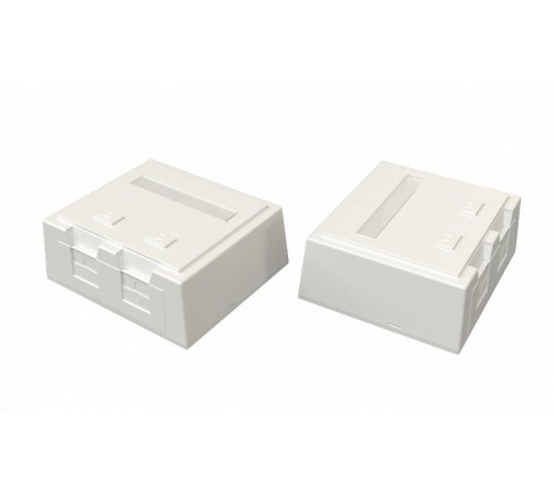 SBB4-2-WH Корпус настенной розетки для установки 2-х вставок типа Keystone Jack, со шторкой, белый  444530  Hyperline