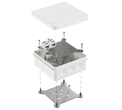 Коробка огнестойкая разветвительная для о/п двухкомпонентная 60-0303-FR6.0-4-2-Р Е15-Е60 RAL9003 100х100х40 (16 шт/кор)  60-0303-9003-FR6.0-4-2-Р  П