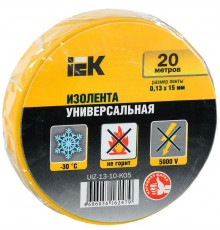 Изолента 0,13х15 мм желтая 20 метров   UIZ-13-10-K05  IEK