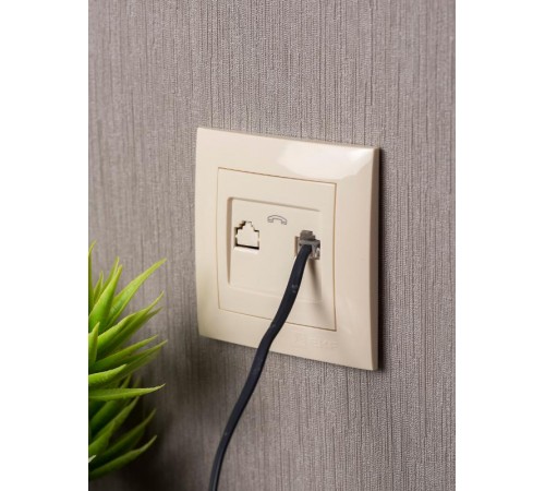 Валенсия розетка телефонная RG-11 1-местная кремовая EKF PROxima   EWT01-034-20   EKF