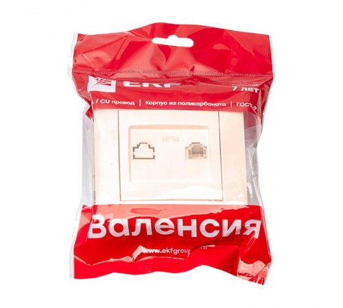 Валенсия розетка телефонная RG-11 1-местная кремовая EKF PROxima   EWT01-034-20   EKF