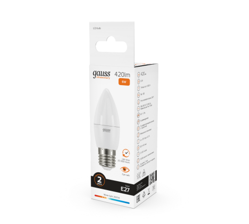 Лампа светодиодная LED 6Вт E27 220В 2700К Elementary свеча  33216  Gauss