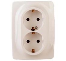 Розетка 2-ая с заземлением 16A-250В IP20 винт Эра12 слоновая кость  Б0029239  ЭРА