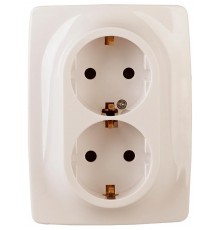 Розетка 2-ая с заземлением 16A-250В IP20 винт Эра12 слоновая кость  Б0029239  ЭРА