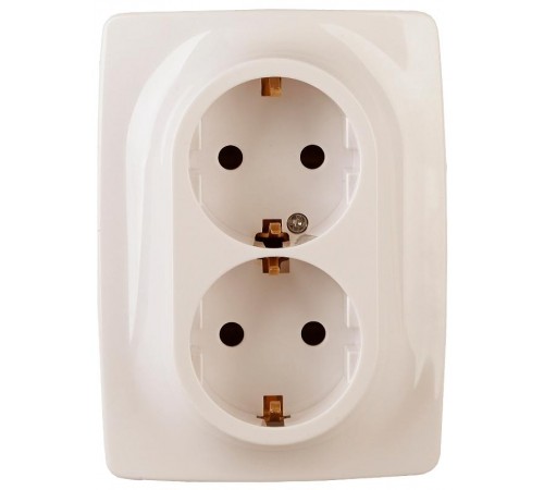Розетка 2-ая с заземлением 16A-250В IP20 винт Эра12 слоновая кость  Б0029239  ЭРА