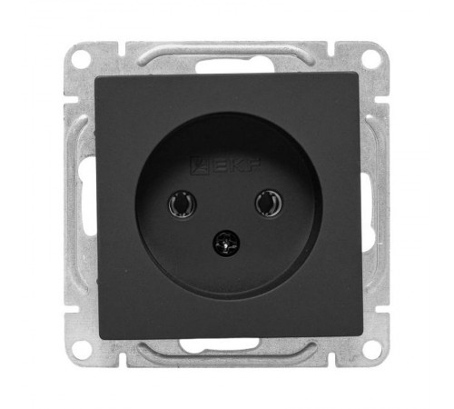 Механизм розетки, 16А, без заземления, без шторок, чёрный Эпика EKF  UP1-SOB-100  EKF