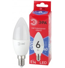 Лампа светодиодная ЭКО LED B35-6W-865-E14 R (диод, свеча, 6Вт, хол, E14)  Б0045339  ЭРА