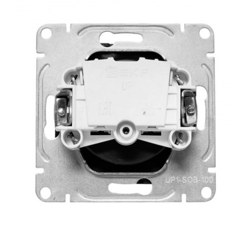Механизм розетки, 16А, без заземления, без шторок, чёрный Эпика EKF  UP1-SOB-100  EKF