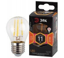 Лампа светодиодная F-LED P45-11w-827-E27 (филамент, шар, 11Вт, тепл, E27)  Б0047013  ЭРА