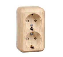 ПРИМА О/У Сосна Розетка 2-ая с/з с защитными шторками 16А, с изолир. пластиной (в сборе) (индивид.упак.)  RA16-214I-7I  Schneider Electric