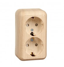 ПРИМА О/У Сосна Розетка 2-ая с/з с защитными шторками 16А, с изолир. пластиной (в сборе) (индивид.упак.)  RA16-214I-7I  Schneider Electric