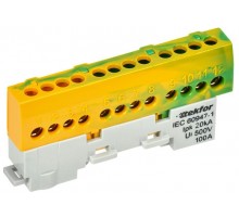 TEKFOR Шина PE "земля" изолированная на универсальном держателе 6х9-12-ЖЗ  TF-NN10-12-KL-K52  IEK