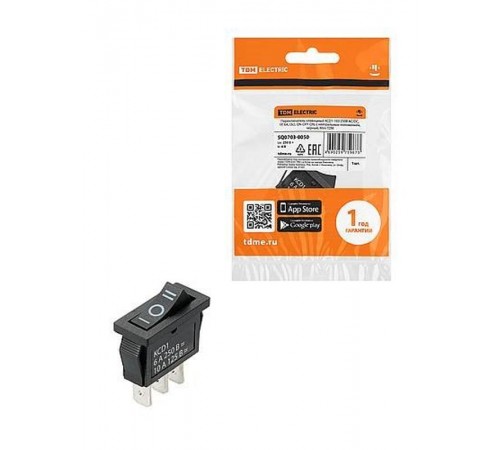 KCD1-103 250В AC/DC, 1P, 6А, (3с), ON-OFF-ON, с нейтралью, черный, Mini  SQ0703-0050  TDM