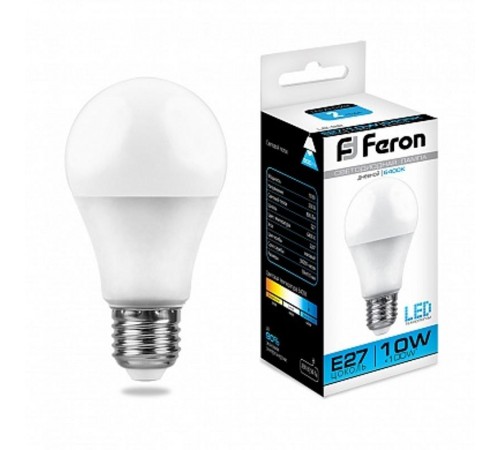 Лампа светодиодная LB-92 (10W) 230V E27 6400K A60  25459  FERON
