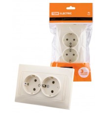 Розетка двойная 2П+З 16А 250В сл. кость "Лама"  SQ1815-0125  TDM