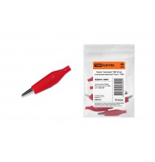 Зажим "крокодил" ЗКИ 10А 56мм в изоляции красный (10шт)   SQ0541-0005  TDM