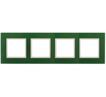 14-5104-27 Рамка на 4 поста, стекло, Эра Elegance, зелёный+сл.кость  Б0034535  ЭРА