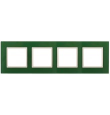 14-5104-27 Рамка на 4 поста, стекло, Эра Elegance, зелёный+сл.кость  Б0034535  ЭРА