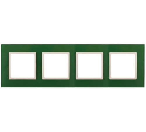 14-5104-27 Рамка на 4 поста, стекло, Эра Elegance, зелёный+сл.кость  Б0034535  ЭРА