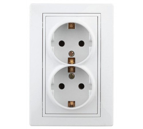 1Э-205-01 Intro Розетка 2X2P+E Schuko, 16А-250В, СУ, б.л., Plano, белый  Б0038830  Intro