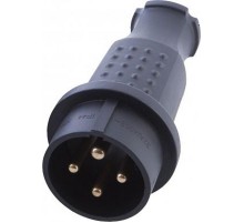 RPG32-21-441 Вилка прямая с/з 3+1, каучук 400В, 32A, IP44, черный  39020  STEKKER