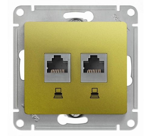 Glossa Фисташковый Розетка 2-ая компьютерная RJ45+RJ45, кат.5E  GSL001085KK  SE