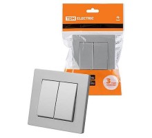 Выключатель 2-х кл. 10А серебр. металлик "Сенеж"   SQ1816-0211  TDM