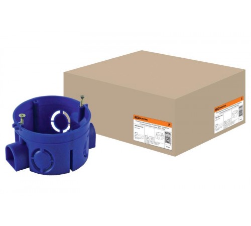 Коробка установочная 68х42 стыковочные узлы, синяя с саморезами  SQ1402-1118  TDM