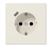 Розетка SCHUKO® с USB-зарядным устройством, тип С; термопласт; слоновая кость LS1520-18C Jung
