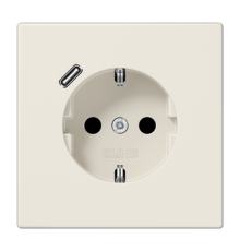 Розетка SCHUKO® с USB-зарядным устройством, тип С; термопласт; слоновая кость LS1520-18C Jung