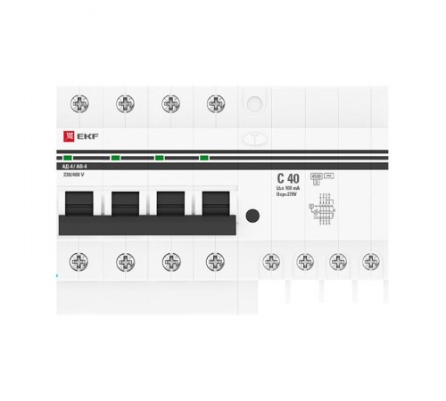 Выключатель автоматический дифференциального тока АД-4 4п 40А C 100мА тип AC (8 мод.) PROxima (электронный)  DA4-40-100-pro  EKF