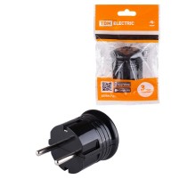 Вилка с/з круглая черная 10А 250В  SQ1806-0200  TDM