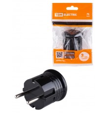 Вилка с/з круглая черная 10А 250В  SQ1806-0200  TDM